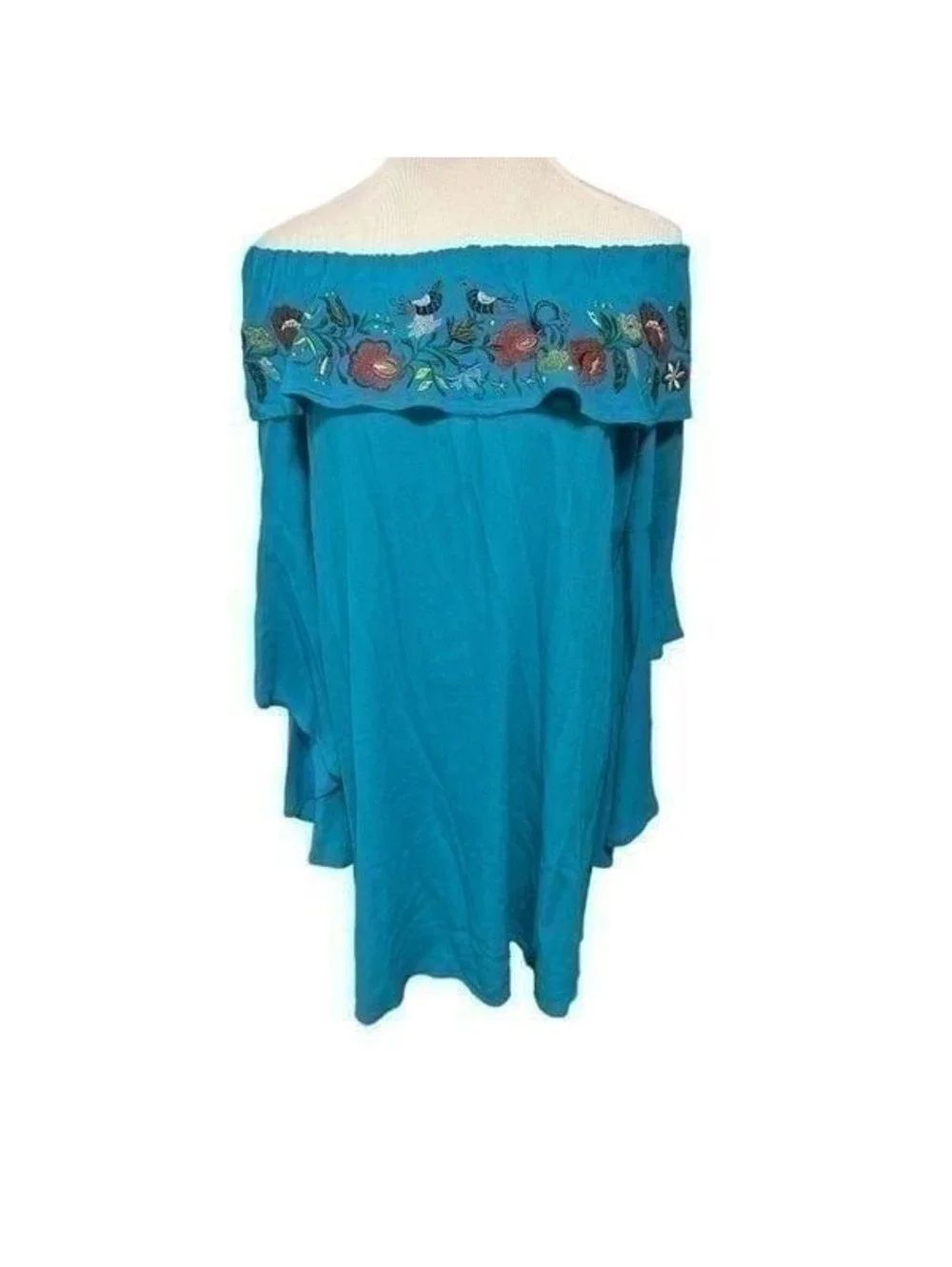 New Umgee Off the Shoulder Emroidered Tunic With Tulip Sleeves Sz XL